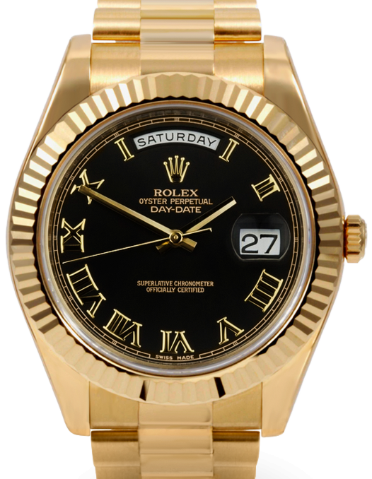 Rolex Day-Date II 41 mm 218238-BLKRFP Yellow Gold Black