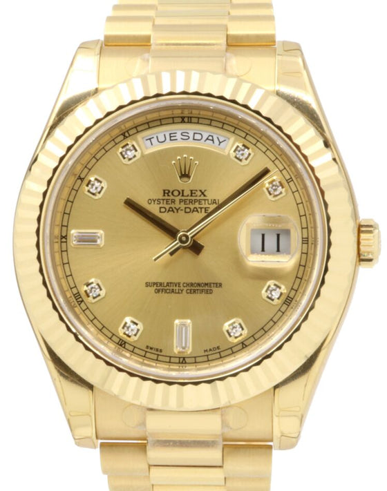 Rolex Day-Date II President 41 mm 218238GLDDFP1 Yellow Gold Champagne