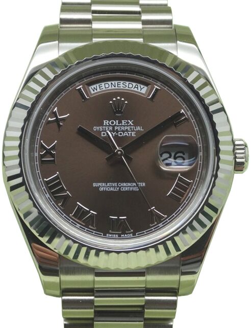 Rolex Day-Date II 41 mm 218239BRNRFP White Gold Chocolate