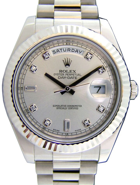 Rolex Day-Date II 41 mm 218239SLVDFP White Gold Silver