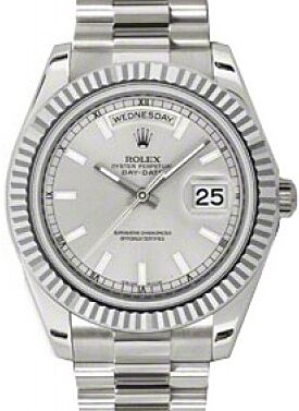 Rolex Day-Date II 41 mm 218239SLVSFP White Gold Silver
