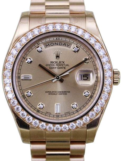 Rolex Day-Date II 218348-GLDDDP 41mm Champagne Diamond Bezel Yellow Gold President - BRAND NEW