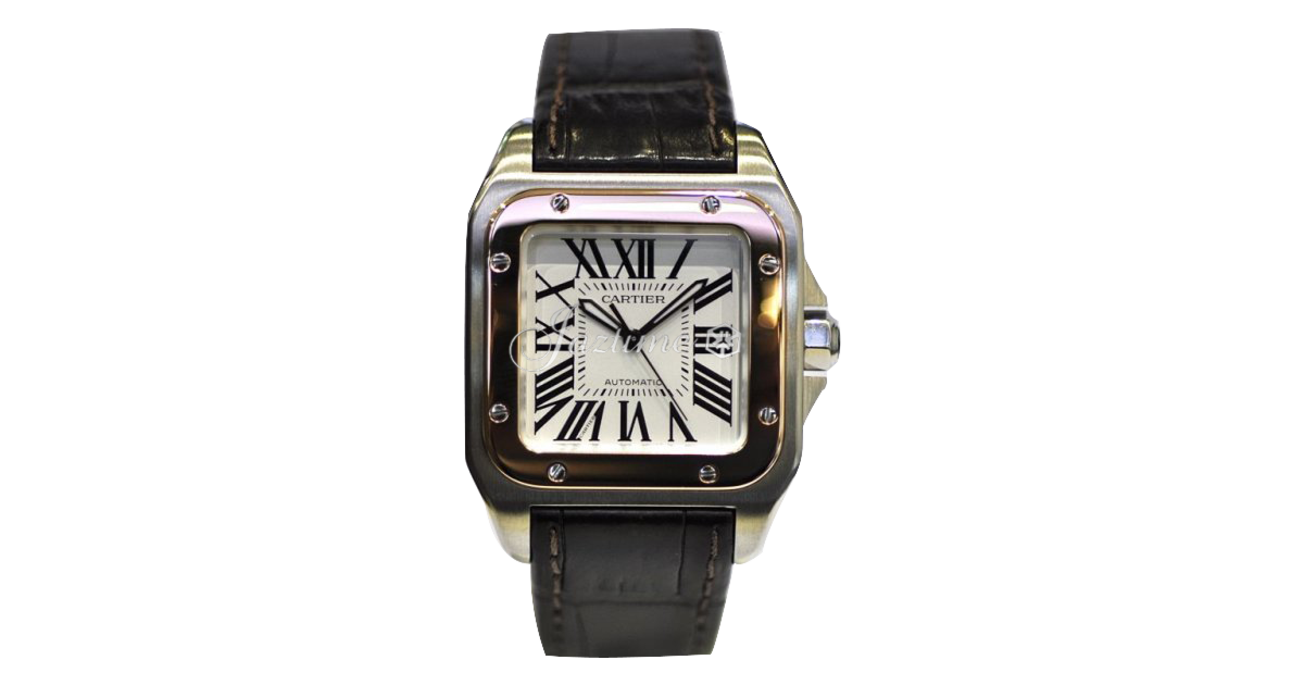 CARTIER W20107X7 SANTOS 100 PINK GOLD AND STEEL BRAND NEW