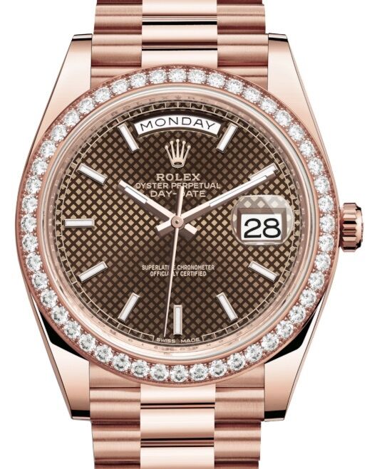 Rolex Day-Date 40 40 mm 228345RBR-CHOCDMSP Rose Gold/Diamonds Chocolate