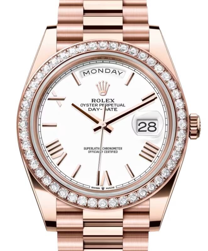 Rolex Day-Date 40 40 mm 228345RBR-WHTRP Rose Gold/Diamonds White