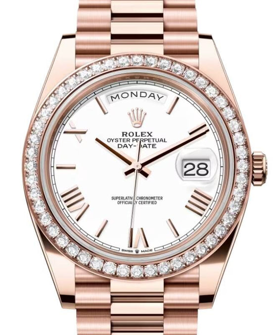 Rolex Day-Date 40 40 mm 228345RBR-WHTRP Rose Gold/Diamonds White