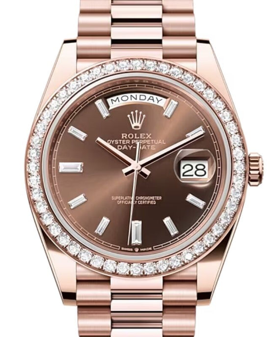 Rolex Day-Date 40 40 mm 228345RBRCD1 Rose Gold/Diamonds Chocolate