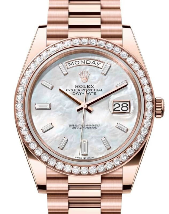 Rolex Day-Date 40 40 mm 228345RBRWMOPD Rose Gold/Diamonds White Mother of Pearl