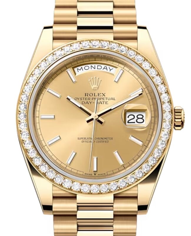 Rolex Day-Date 40 40 mm 228348RBR-CHPSP Yellow Gold/Diamonds Champagne