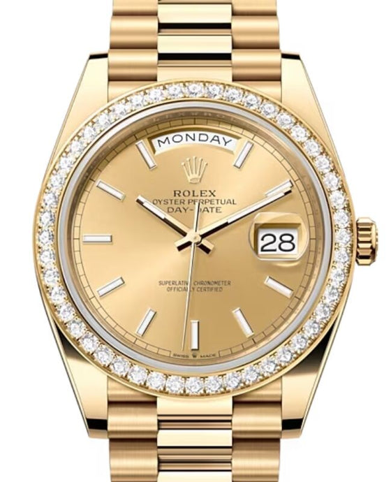 Rolex Day-Date 40 40 mm 228348RBR-CHPSP Yellow Gold/Diamonds Champagne