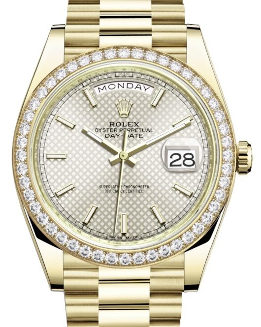 Rolex Day-Date 40 40 mm 228348RBR-SLVDMSP Yellow Gold/Diamonds Silver