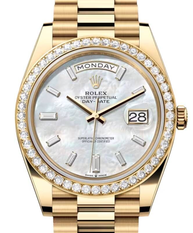 Rolex Day-Date 40 40 mm 228348RBRWMOPDP Yellow Gold/Diamonds White Mother of Pearl