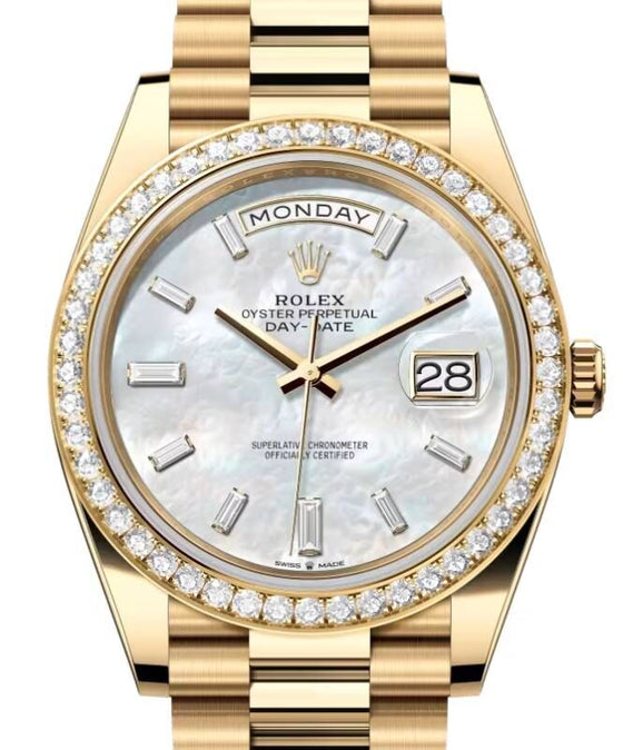 Rolex Day-Date 40 40 mm 228348RBRWMOPDP Yellow Gold/Diamonds White Mother of Pearl