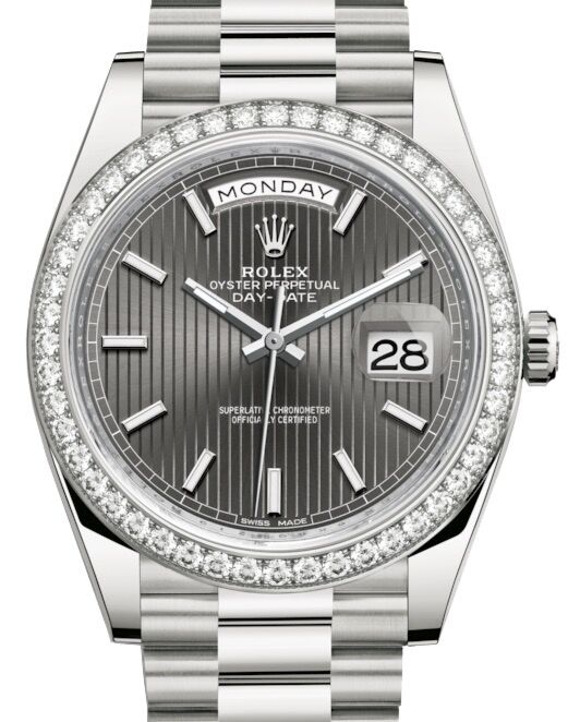 Rolex Day-Date 40 40 mm 228349RBR-DRHDSMSP White Gold/Diamonds Dark Rhodium