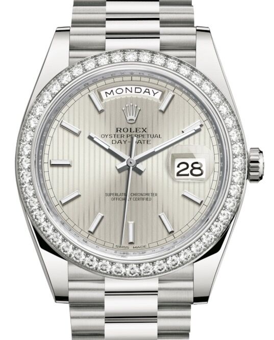 Rolex Day-Date 40 40 mm 228349RBR-SLVSMSP White Gold/Diamonds Silver