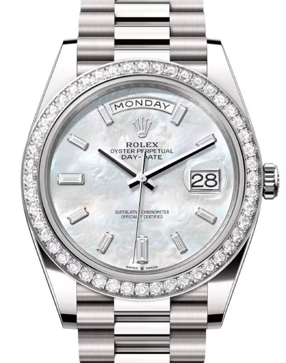 Rolex Day-Date 40 40 mm 228349RBRWMOPDP White Gold/Diamonds White Mother of Pearl