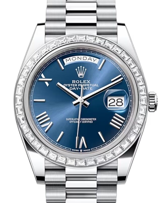 Rolex Day-Date 40 40 mm 228396TBR-BLURP Platinum/Diamonds Blue