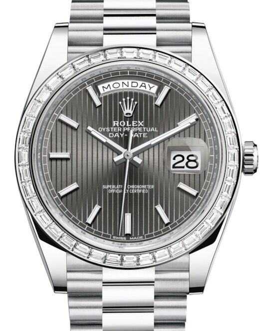 Rolex Day-Date 40 40 mm 228396TBR-DRHDSMSP Platinum/Diamonds Dark Rhodium