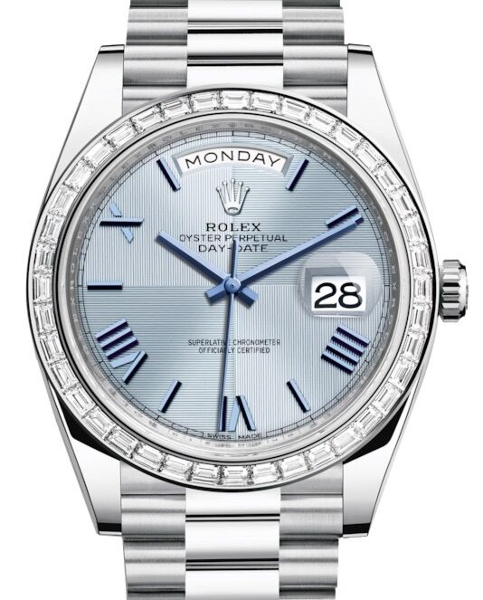 Rolex Day-Date 40 40 mm 228396TBR-ICEBQMRP Platinum/Diamonds Ice Blue