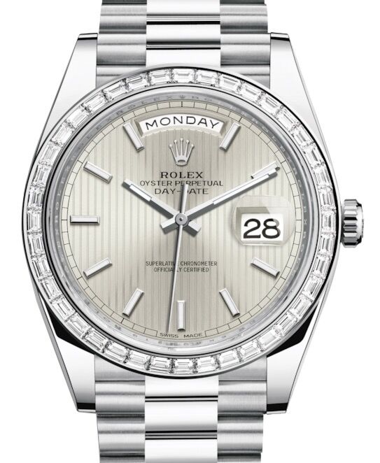 Rolex Day-Date 40 40 mm 228396TBR-SLSSP Platinum/Diamonds Silver