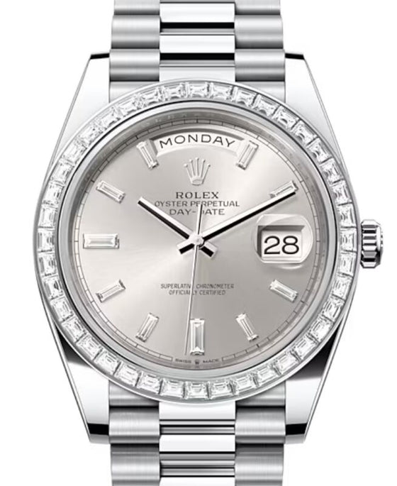 Rolex Day-Date 40 40 mm 228396TBR-SLVDP Platinum/Diamonds Silver