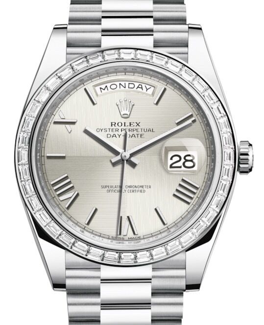 Rolex Day-Date 40 40 mm 228396TBR-SLVQMRP Platinum/Diamonds Silver