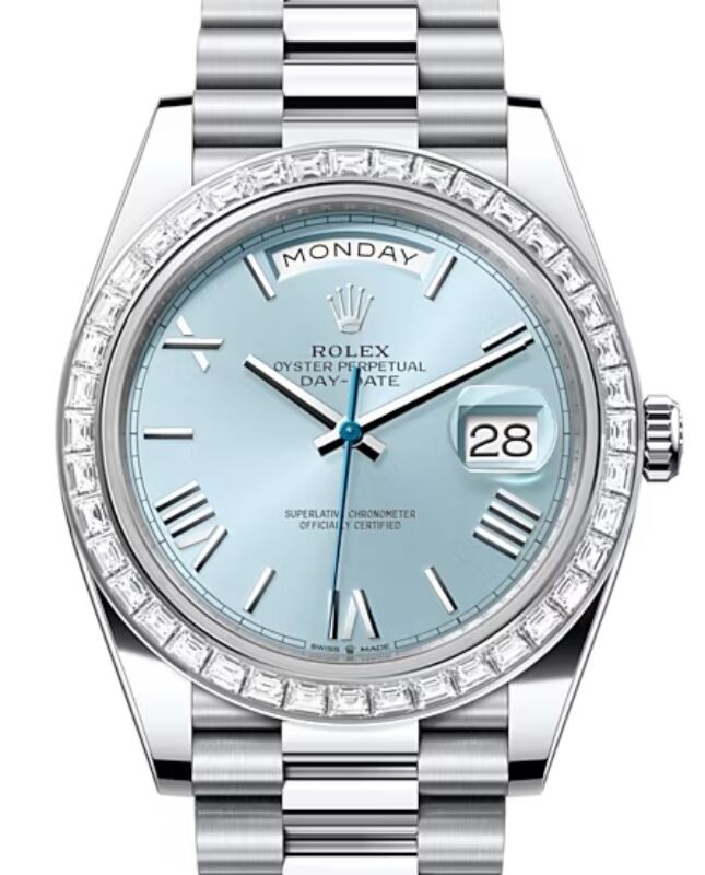 Rolex Day-Date 40 40 mm 228396TBRIBRP Platinum/Diamonds Ice Blue