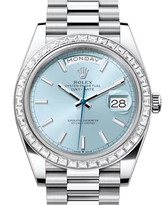 Rolex Day-Date 40 40 mm 228396TBRIBSP Platinum/Diamonds Ice Blue