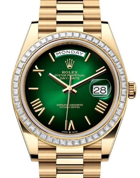 Rolex Day-Date 40 40 mm 228398TBRGOR Yellow Gold/Diamonds Green