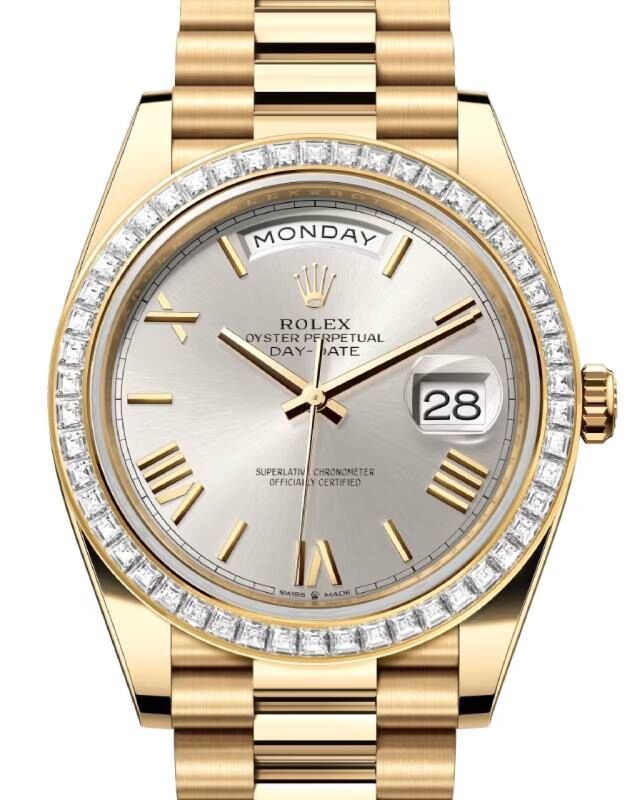 Rolex Day-Date 40 40 mm 228398TBRSRBD Yellow Gold/Diamonds Silver