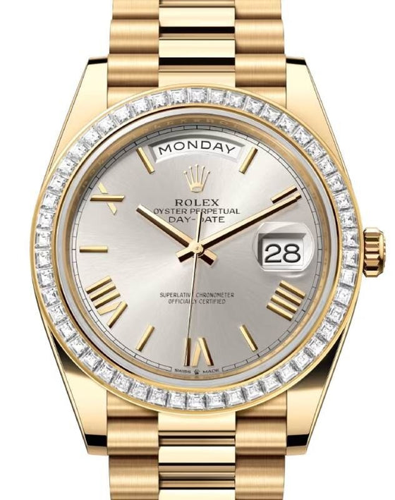 Rolex Day-Date 40 40 mm 228398TBRSRBD Yellow Gold/Diamonds Silver