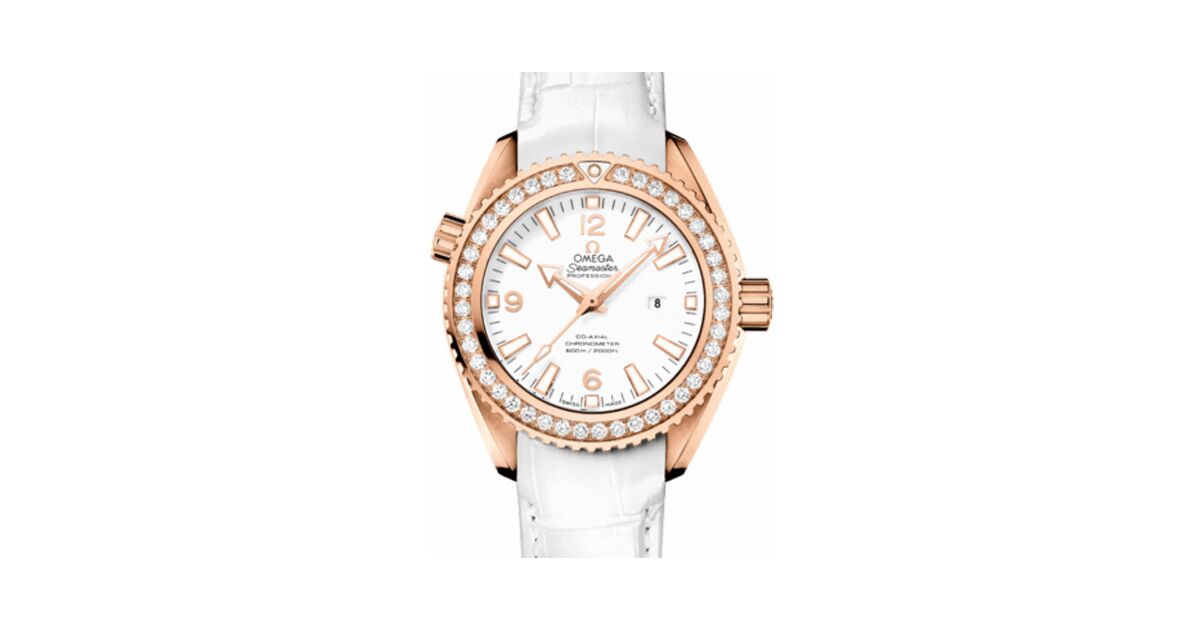 Omega Planet Ocean 600M 37.5mm Red Gold/Diamond White Dial Leather Strap 232.58.38.20.04.001
