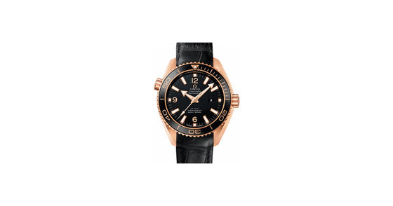 Omega Planet Ocean 600M 37.5mm Red Gold Black Dial Leather Strap 232.63.38.20.01.001