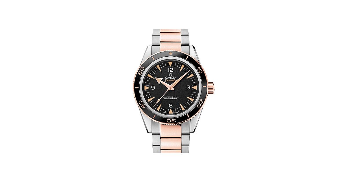 Omega Seamaster 300 Master Co-Axial Chronometer 41mm Steel/Sedna Gold Black Dial Bracelet 233.20.41.21.01.001 - BRAND NEW