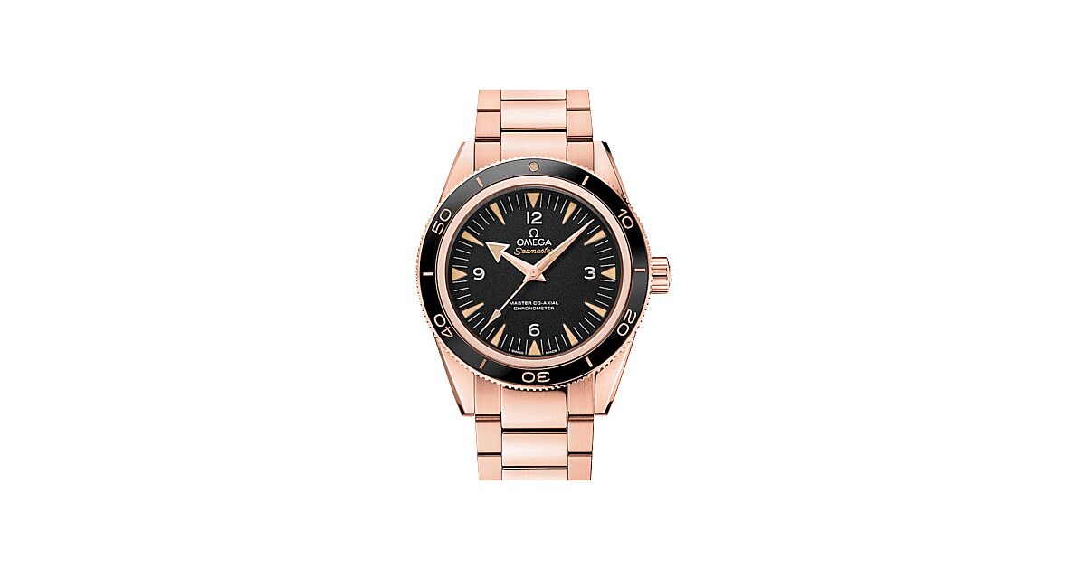 Omega Seamaster 300 Master Co-Axial Chronometer 41mm Sedna Gold Black Dial Bracelet 233.60.41.21.01.001 - BRAND NEW