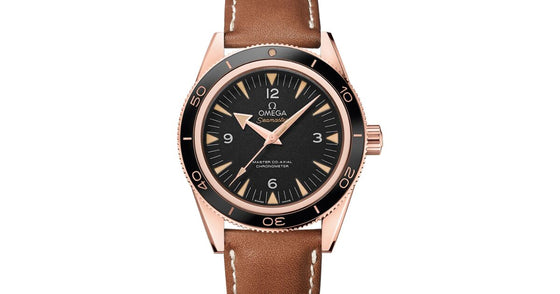 Omega Seamaster 300 Master Co-Axial Chronometer 41mm Sedna Gold Black Dial Leather Strap 233.62.41.21.01.002 - BRAND NEW