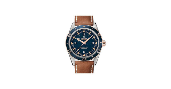 Omega Seamaster 300 41mm Titanium/Sedna Gold Blue Dial Leather Strap 233.62.41.21.03.001