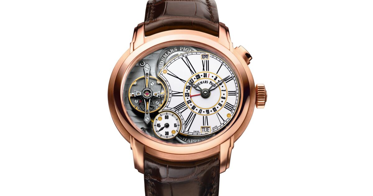 Audemars Piguet 26149OR.OO.D803CR.01 Millenary Quadriennium 47mm White Enamel Roman Rose Gold Leather BRAND NEW