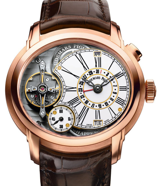 Audemars Piguet 26149OR.OO.D803CR.01 Millenary Quadriennium 47mm White Enamel Roman Rose Gold Leather BRAND NEW