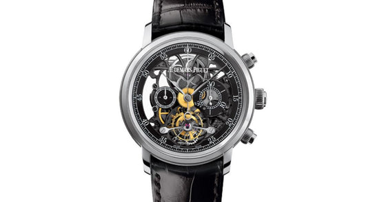 Audemars Piguet 26346BC.OO.D002CR.02 Jules Audemars Tourbillon Chronograph 41mm Black Openworked Arabic White Gold Leather BRAND NEW