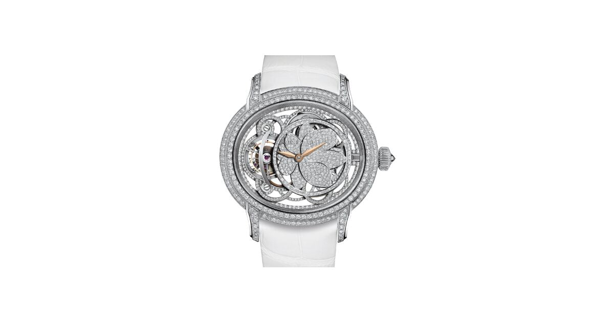 Audemars Piguet 26354BC.ZZ.D204CR.01 Millenary Tourbillon 45mm Diamond Paved Rose Gold Hands White Gold Leather BRAND NEW