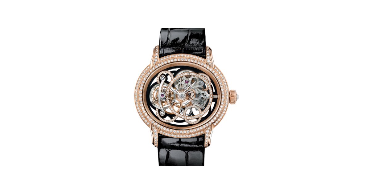 Audemars Piguet 26354OR.ZZ.D002CR.01 Millenary Onyx 45mm Diamond Paved Skeleton Arabic Rose Gold Leather BRAND NEW
