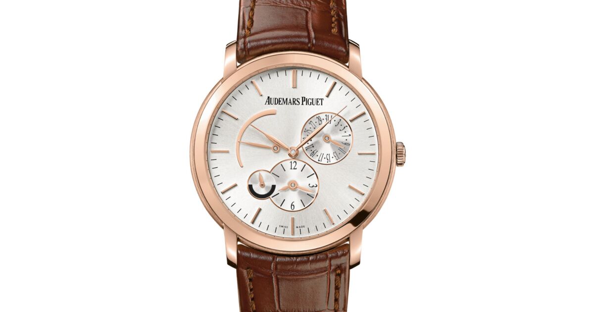 Audemars Piguet 26380OR.OO.D088CR.01 Jules Audemars Dual Time 41mm Silver Index Rose Gold Leather BRAND NEW