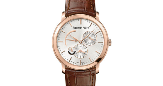 Audemars Piguet 26380OR.OO.D088CR.01 Jules Audemars Dual Time 41mm Silver Index Rose Gold Leather BRAND NEW