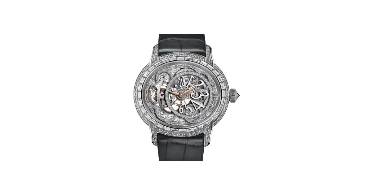 Audemars Piguet 26381BC.ZZ.D113CR.01 Millenary Tourbillon 45mm Baguette Diamond Paved Arabic White Gold Leather BRAND NEW
