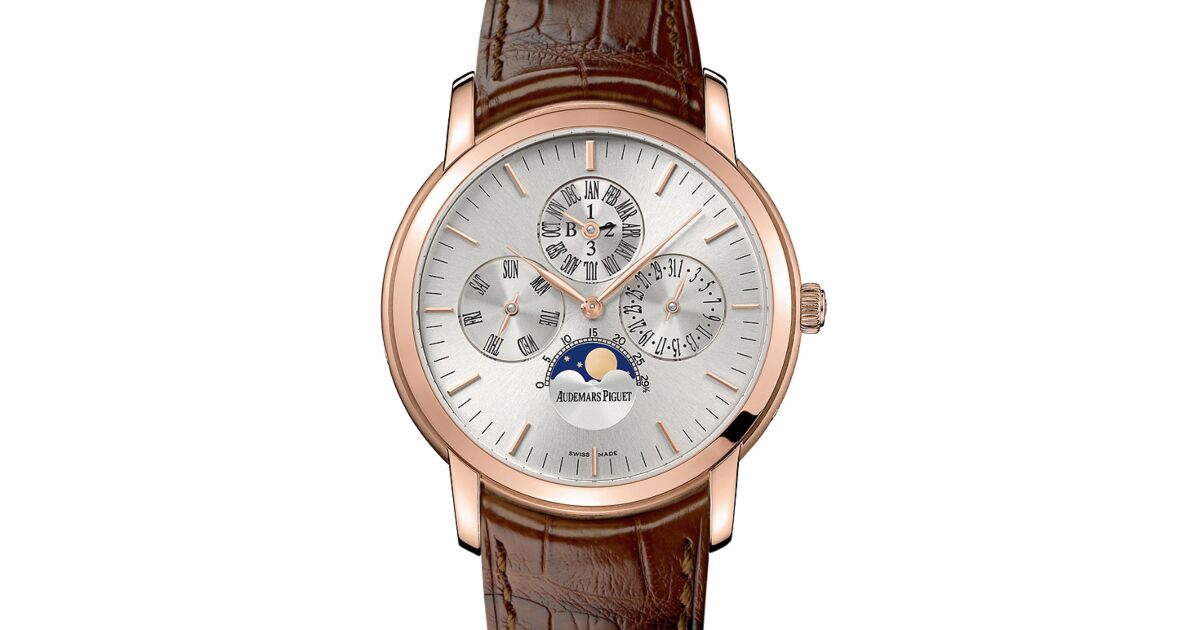 Audemars Piguet 26390OR.OO.D088CR.01 Jules Audemars Perpetual Calendar 41mm Silver Index Perpetual Calendar Rose Gold Leather BRAND NEW
