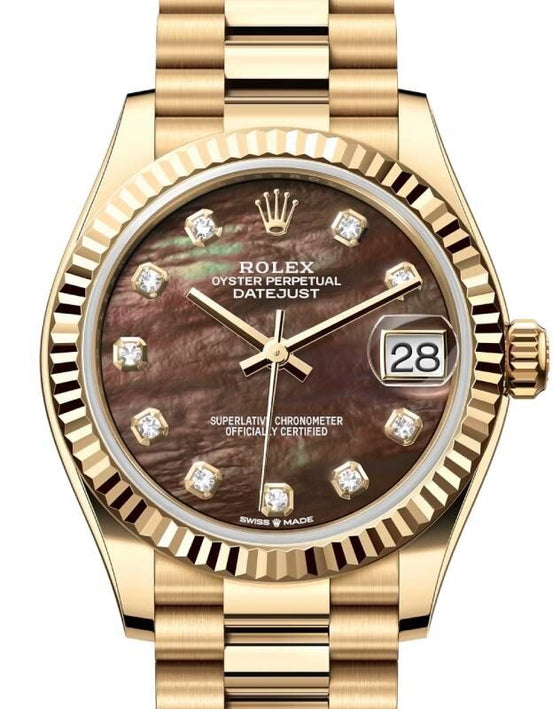 Rolex Lady-Datejust 31 31 mm 278278BMDFP Yellow Gold Black Mother of Pearl