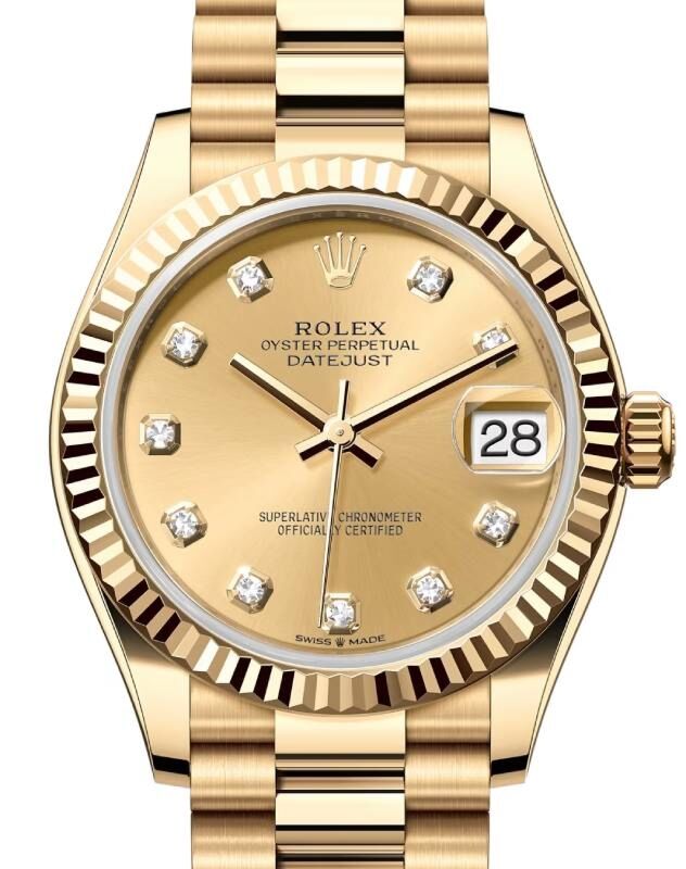 Rolex Datejust 31 31 mm 278278CD1 Yellow Gold Champagne