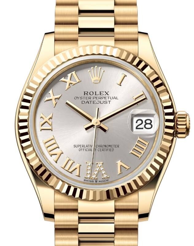 Rolex Lady-Datejust 31 31 mm 278278SRDVIP Yellow Gold Silver