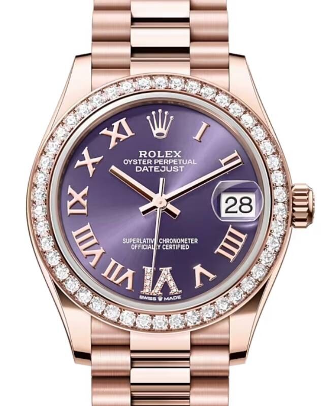 Rolex Lady-Datejust 31 31 mm 278285RBRARDVIP Rose Gold/Diamonds Aubergine